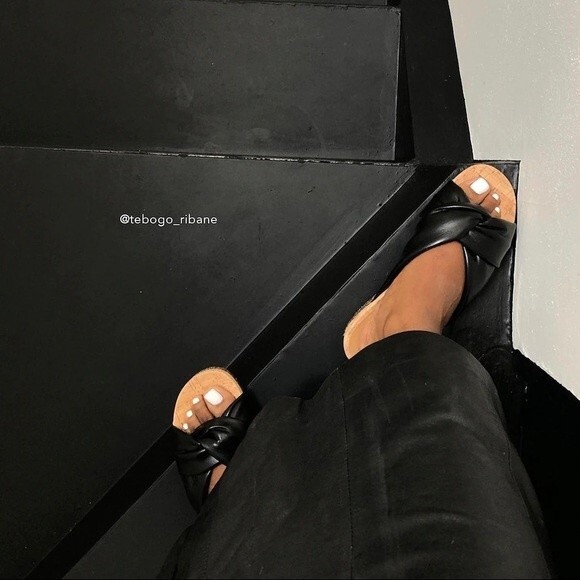 Flattered Lou Twisted Crossover Cork Vegan Leather Sandals - Picture 2 of 7